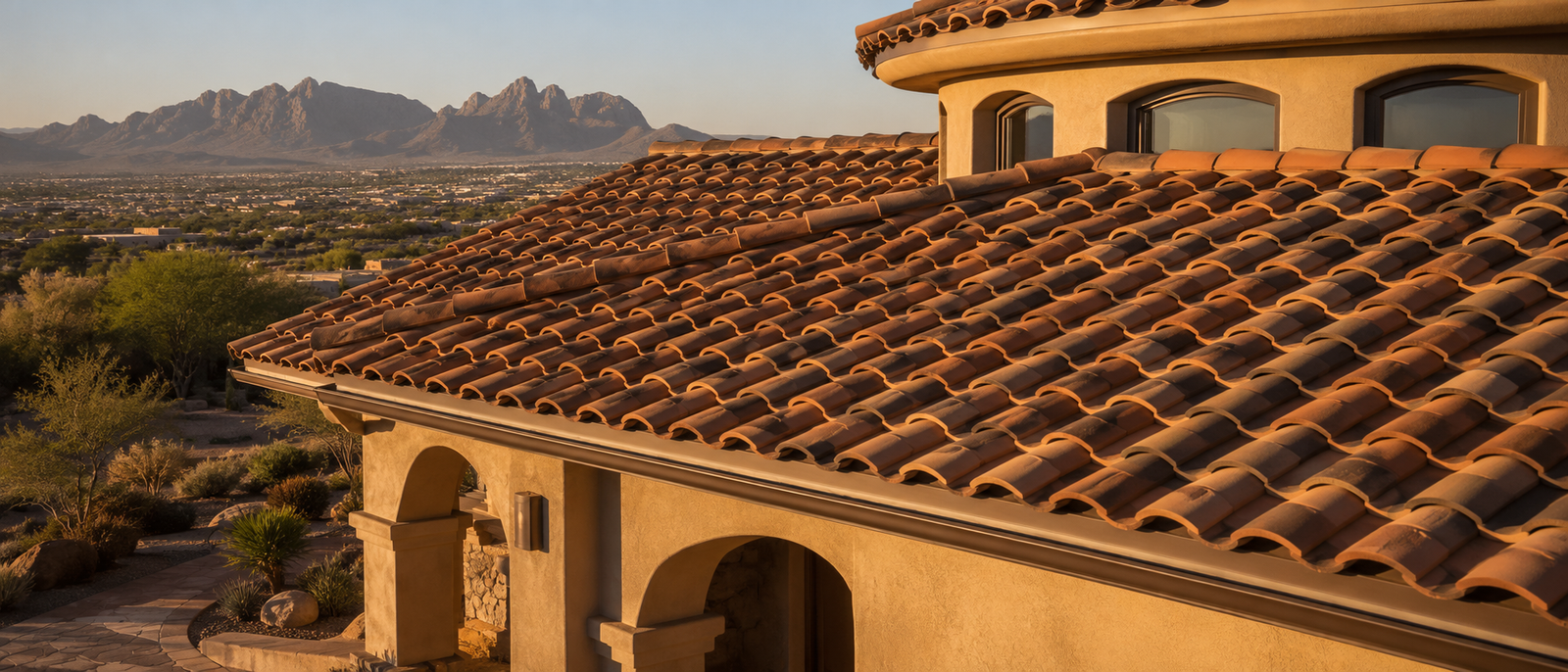 Clay and concrete tile roofing installation in Las Cruces NM by A Mountain Roofing